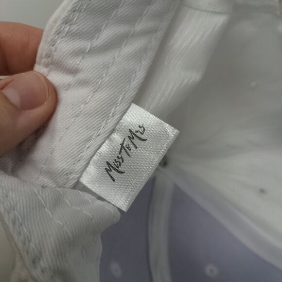 Bride Slideback Hat White One Size Adjustable Embroidered Miss To Mrs Faux Suede - Picture 8 of 9